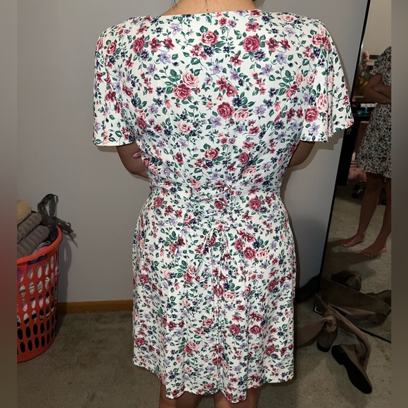 Vintage 90s All That Jazz Floral Lace-Up Back Dress/Cottagecore/Size M - Picture 13 of 14